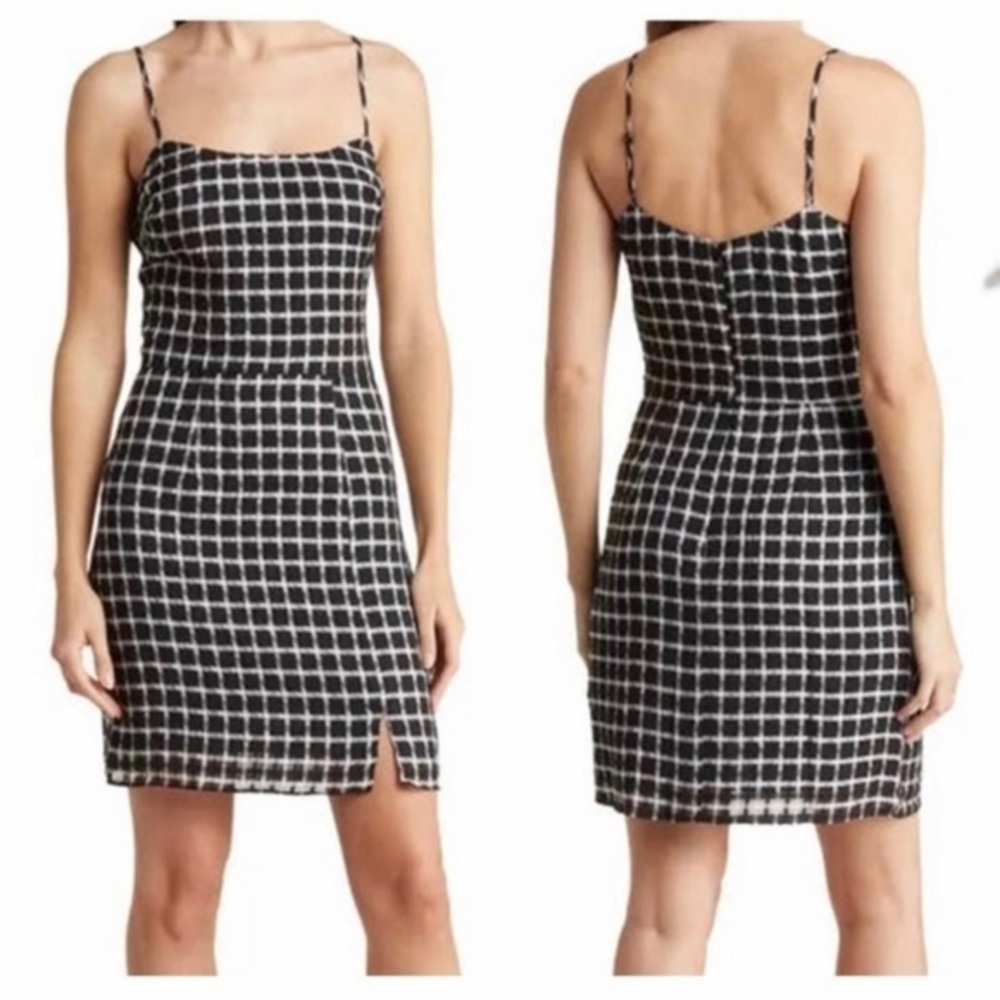 Dress the population size medium Kallan black multi plaid dress